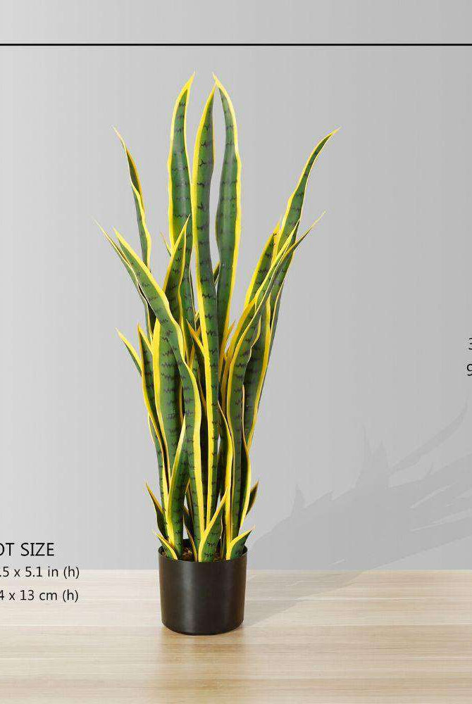 LUNA Artificial Snake Sansevieria Yellow & Green Potted Plant (MULTIPLE SIZES) ArtiPlanto