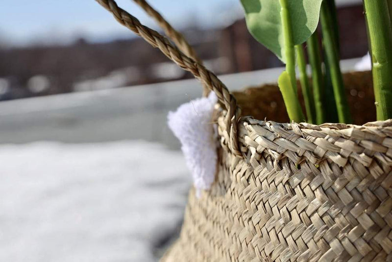 Bomba - Seagrass Basket With White Pompoms