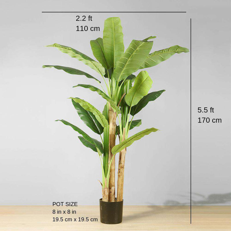 Pianta Artificiale H160 Cm Banano Con Vaso Verde