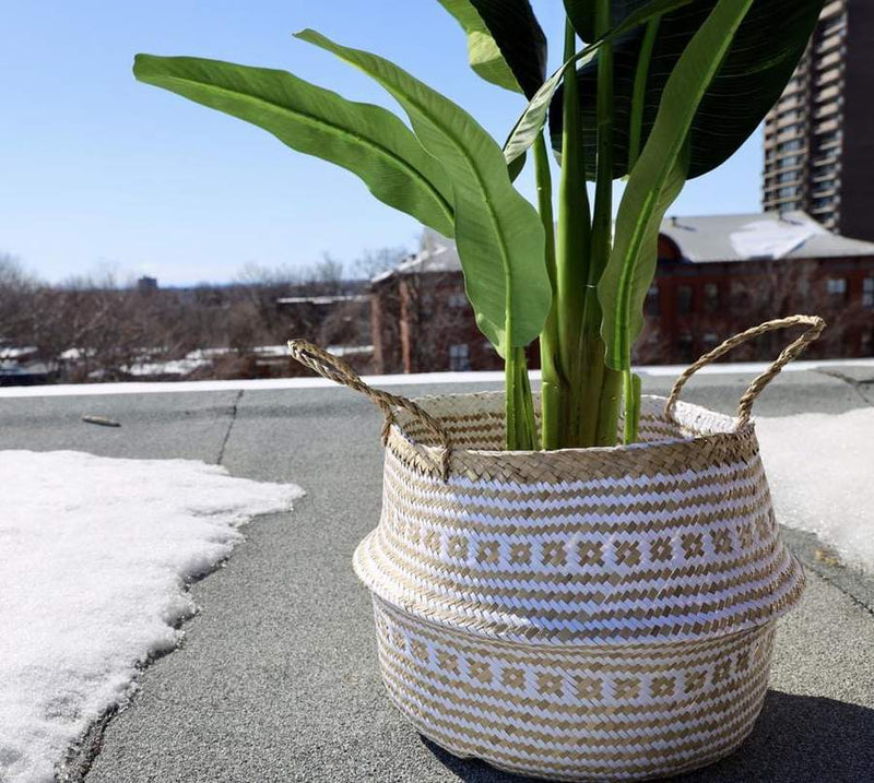 Isak - Seagrass Basket With White Decoration