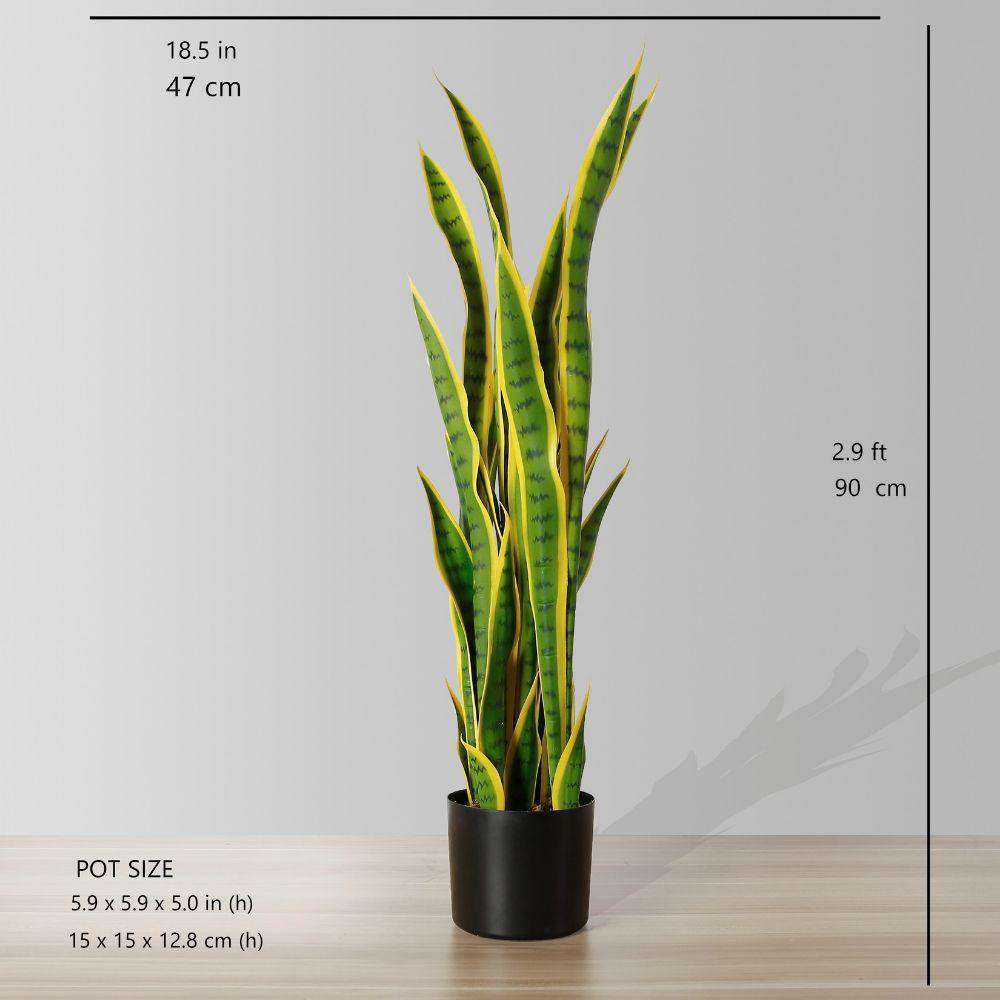 LUNA Artificial Snake Sansevieria Yellow & Green Potted Plant (MULTIPLE SIZES) ArtiPlanto