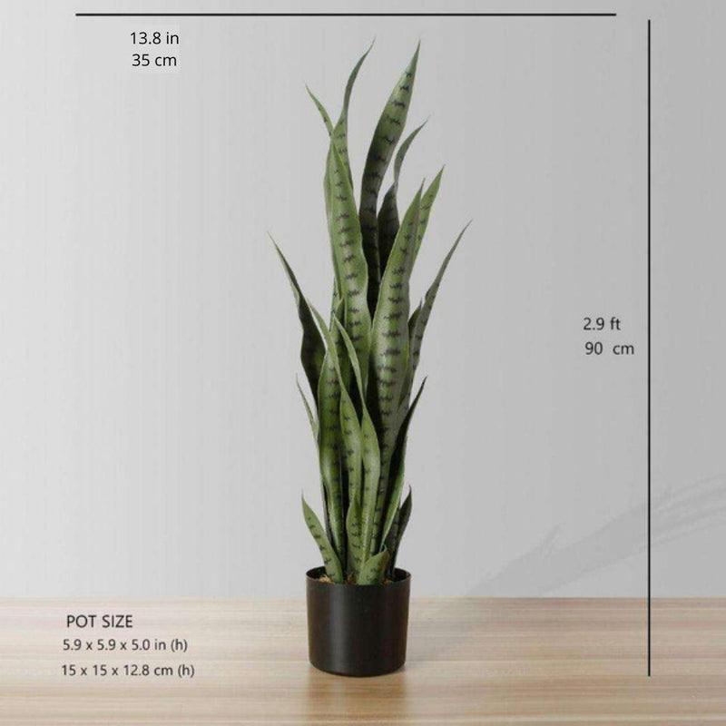 Milo Künstliche Schlange Sansevieria Dunkelgrüne Topfpflanze 3 ft (90cm)