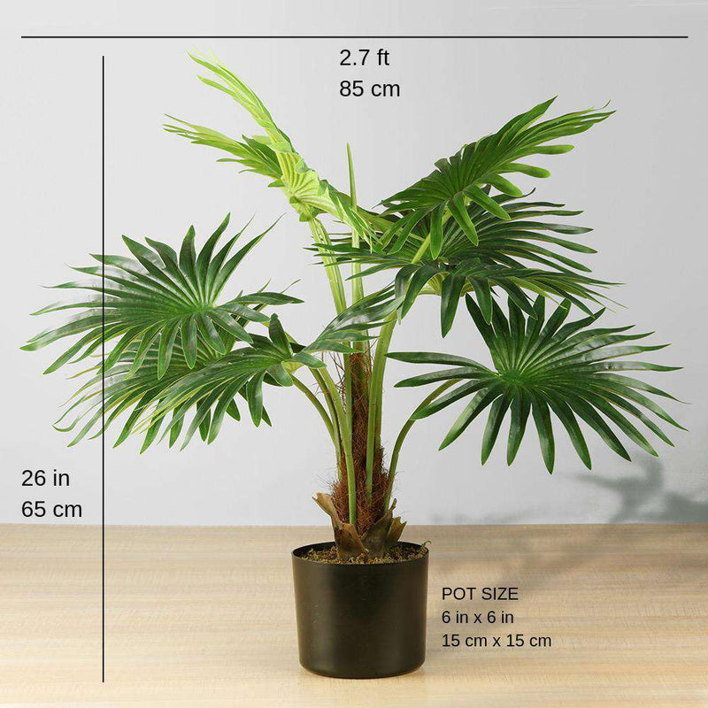 TITA Artificial Fan Palm Potted Plant 26'' ArtiPlanto
