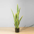 ZORA Artificial Snake Sansevieria Yellow And Green Potted Plant 30'' ArtiPlanto