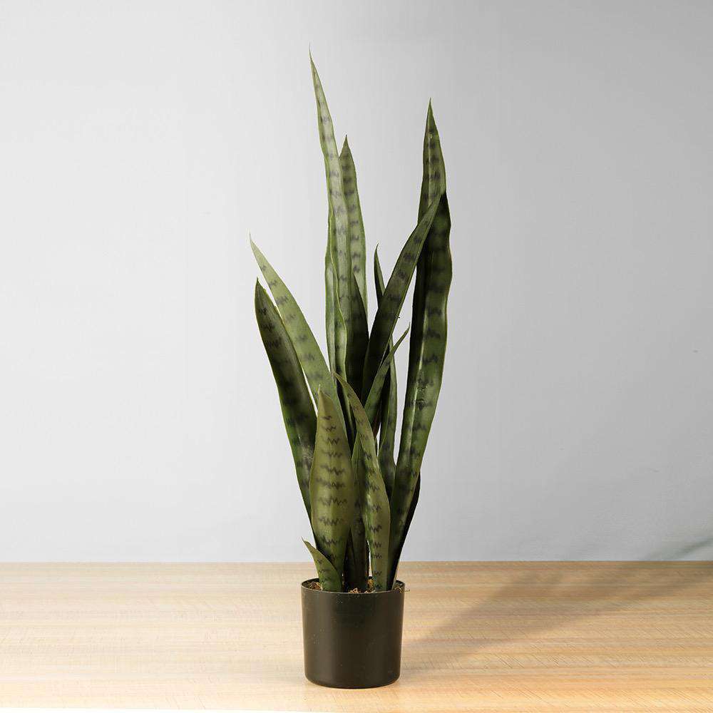 ZORO Artificial Snake Sansevieria Dark Green Potted Plant 30'' ArtiPlanto